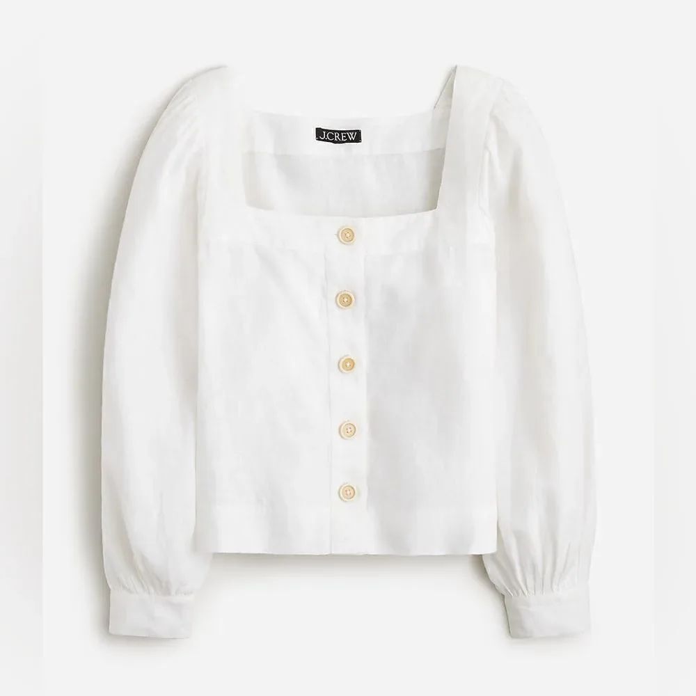 J Crew Square-neck Button Up Linen Top NWT